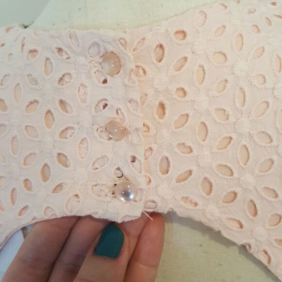 💲6️⃣ Bundled ✔️Open Back Eyelet Peplum DressPink sz XS S  - Picture 9 of 11